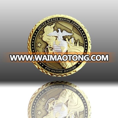 Custom marine corps coin metal challenge coin gold and silver coin